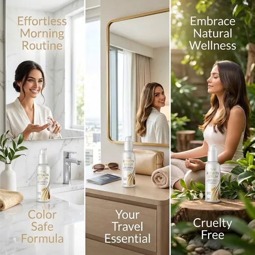 Vista 7 de Sérum para el cabello con queratina y proteína, complejo premium de aceites de hierbas de lujo, nutre y rejuvenece el cabello seco y dañado