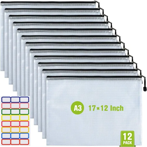 Vista 8 de Bolsas de malla con cremallera: bolsas transparentes con cremallera para aula, bolsa de malla de plástico para almacenamiento de rompecabezas