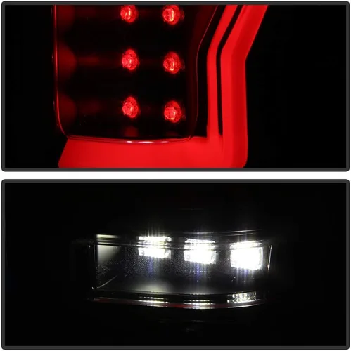 Vista 5 de ACANII - Para Ford F150 Styleside Pickup 2004-2008, carcasa negra, lente ahumada, luces traseras de tubo LED, lámparas de freno izquierda+derecha