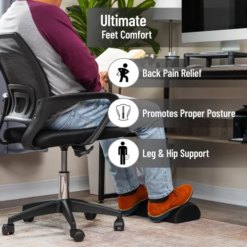 Vista 2 de Mind Reader Reposapiés, debajo del escritorio en el trabajo, ergonómico, oficina, espuma, negro