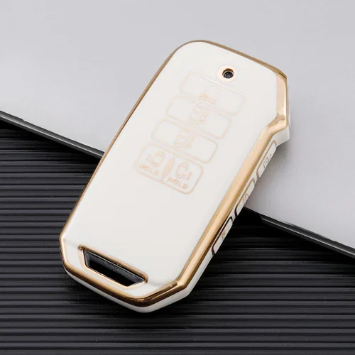 Vista 2 de SANRILY Funda para llavero de 9 botones para Kia K5 Sedona 2021 K8 V6 2022 EV6 GT Linie Seltos Sportage R K3 K4 Stinger Sorento Cerato 9 Taste Beige