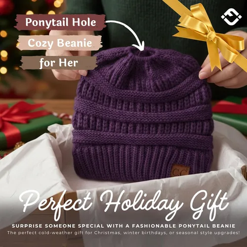 Vista 185 de Funky Junque - Gorro para mujer con ranura para cola de caballo