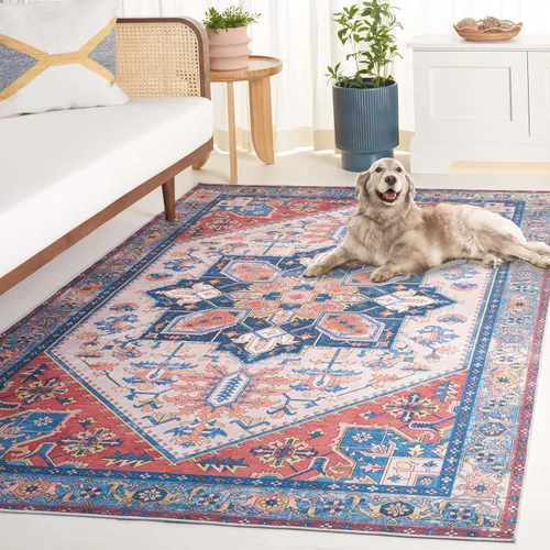 Vista 15 de SAFAVIEH Alfombra lavable Arizona Collection – 3 x 5 pies, marfil y al óxido, antideslizante y fácil de limpiar, ideal para sala de estar, entrada