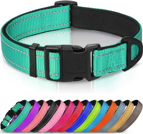 Vista 7 de Joytale - Collar reflectante para perro, collar de nailon transpirable con acolchado de neopreno suave para mascotas, ajustable para cachorros