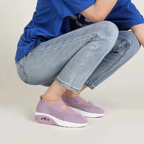 Vista 5 de Women Nurse Sneakers Platform Sneakers Air Cushion Walking Wedge Sneaker Food Service Shoes Ladies Toning Rocker Shoes