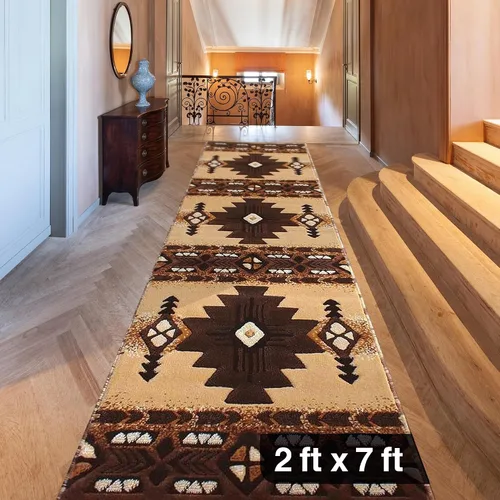 Vista 39 de YHSF South West - alfombra estilo nativo americano del suroeste C318 - fácil de limpiar, gruesa, suave, duradera, alfombra inspirada en tribus