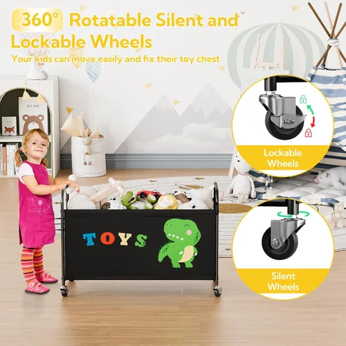 Vista 2 de GRANNY SAYS Caja de juguetes para niños y niñas, cofre de almacenamiento grande con ruedas, organizador de almacenamiento de juguetes para niños
