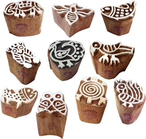 Vista 14 de Sellos de impresión de arcilla Arty Crafty pequeños bloques de madera con forma floral (juego de 10) Htag2101