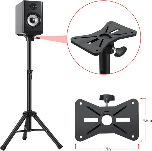 Vista 7 de Soporte para altavoz de PA y DJ resistente, altura ajustable de 30 a 44 pulgadas, de acero, bolsa de transporte