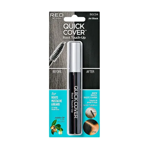 Vista 7 de RED by KISS Quick Cover Root Touch Up Rescue (Negro), Máscara Natural Resistente al Agua Temporal para Cubrir Canas y Barba, Cepillo con Aceite