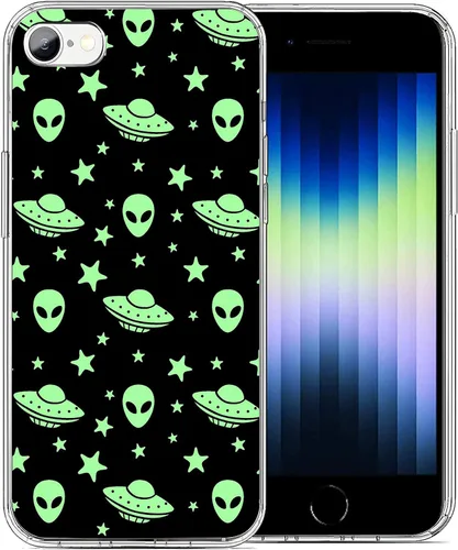 Vista 9 de Funda compatible con iPhone 7, iPhone 8, iPhone SE, colorida funda estética de caballo para iPhone, transparente, a prueba de golpes, delgada