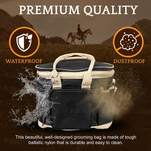 Vista 5 de Huntley Equestrian Bolsa de aseo de lujo perfectamente diseñada de fácil acceso con múltiples bolsillos con cierre superior de doble asa