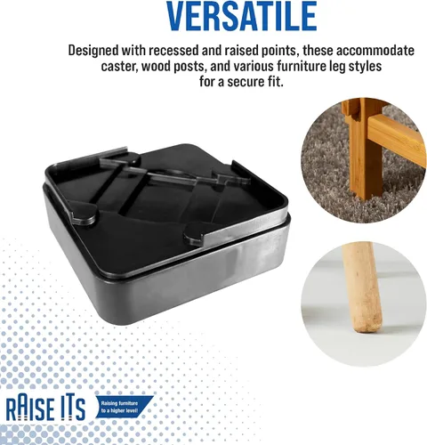 Vista 6 de Raise ITS Furniture Risers - Elevador de cama, color negro, 1 x 4 x 4 pulgadas (8 unidades)