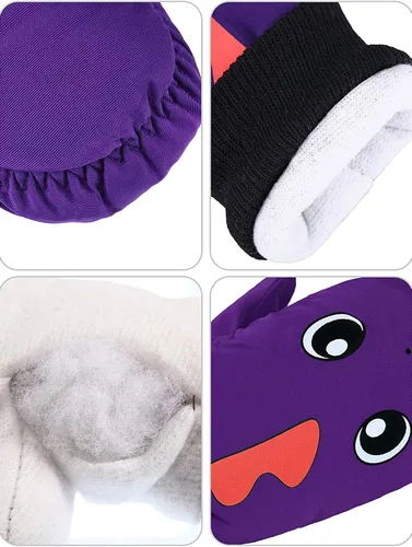 Vista 5 de Guantes de esquí de invierno guantes impermeables con forro de algodón cálido para niños