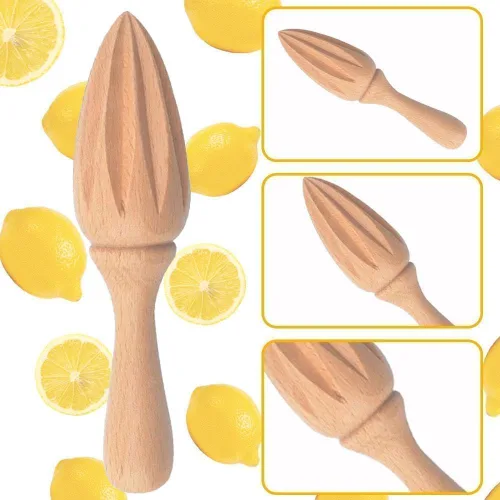 Vista 4 de Exprimidor de cítricos de madera – Escariador manual manual de limón/naranja Herramienta exprimidora de frutas portátil para el hogar, cafetería