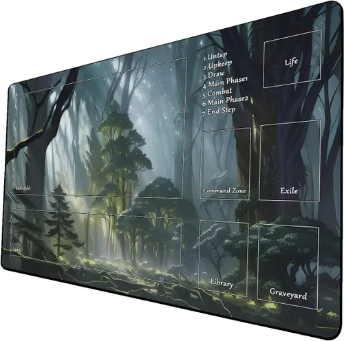 Vista 24 de Tapete de juego de cartas coleccionables AI Painting – Tapete de juego MTG con zonas, 24 x 14 pulgadas, tapete de juego MTG de alta calidad – El
