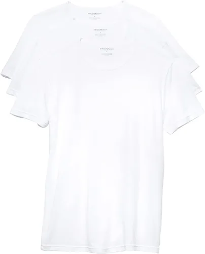 Vista 9 de Emporio Armani Camiseta de algodón con cuello redondo para hombre, paquete de 3 Blanco/Blanco