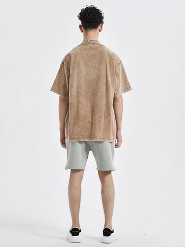 Vista 5 de Vamtac Men's Oversized T Shirts Vintage Half Sleeves Cotton Casual Baggy Basic Tees Summer Solid Loose Tops Unisex