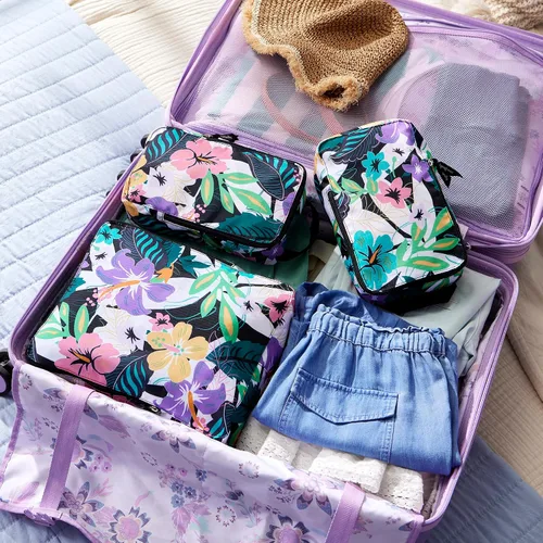 Vista 8 de Vera Bradley Conjunto de 3 piezas de cubo de embalaje de compresión para mujer, Botánico Ditsy