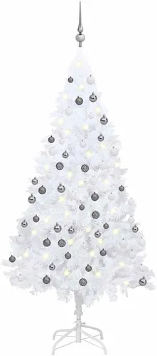 Vista 14 de 6.5ft Pre-Lit Artificial Christmas Tree with 250 LED Lights, Hinged PVC Branches, Metal Stand, and Decorative Balls for Indoor Holiday Decor Verde