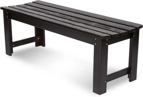 Vista 13 de Shine Company Banco de jardín de madera para exteriores, sin espalda, 4 pies, marrón quemado