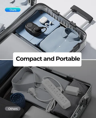 Vista 6 de Regleta de alimentación de viaje, ORICO 4 tomas de corriente 3 puertos USB (1 USB C) con cable de extensión corto envuelto de 4 pies, regleta
