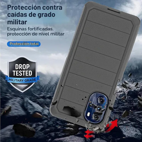 Vista 3 de YmhxcY Funda para Moto G 5G 2022 (sin protector de pantalla) con funda duradera de 3 capas a prueba de caídas, a prueba de golpes, funda de goma