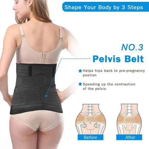 Vista 4 de Faja modeladora para recuperación posparto, 3 en 1, para abdomen/cintura/pelvis