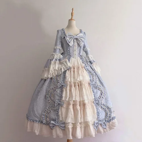 Vista 3 de Ropa gótica para mujer, vestido victoriano para mujer, vestido de Lolita francesa, vestido de princesa, vestido renacentista