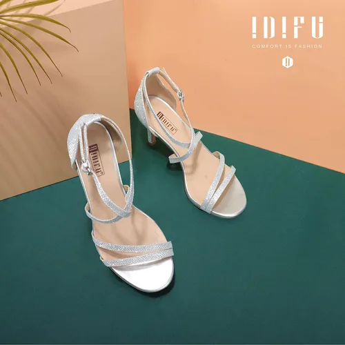Vista 3 de IDIFU Tacones elegantes de 3 pulgadas (7.62 cm) con correa de tobillo para mujer, zapatos de boda