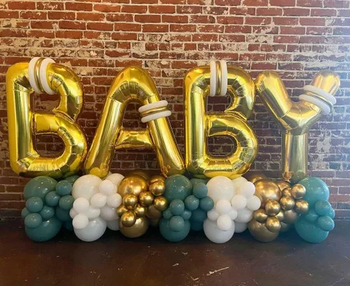 Vista 5 de Globos dorados de la letra A de 40 pulgadas, globos grandes del alfabeto A, helio dorado, de papel de aluminio de mylar, para decoración