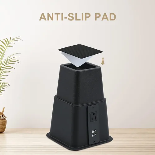 Vista 9 de Elevadores de cama resistentes con toma de corriente y USB, marco de cama ajustable de 3, 5 u 8 pulgadas, elevadores para muebles, cama, sofá