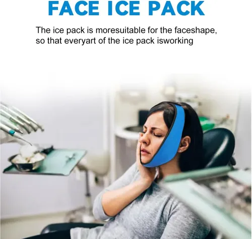 Vista 6 de Paquete de hielo para mandíbula, cabeza y barbilla, paquetes de gel reutilizables calientes o fríos, alivio del dolor para ATM, cirugía oral