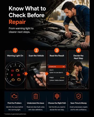 Vista 5 de ANCEL DS100 OBD2 Escáner - ABS, SRS, lector de código de motor de transmisión y verificación con 7 restablecimientos, sangrado ABS