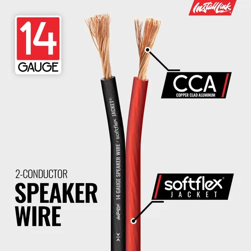 Vista 5 de Install Link Cable de altavoz de calibre 14 (cable de altavoz) para cable de audio de automóvil, hogar o RV, 100 pies, CCA