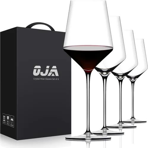 Vista 10 de OJA Juego de 12 copas de vino sin tallo, 15 onzas, copas de vino tinto y blanco de cristal, sin tallo, transparentes, vaso resistente para beber