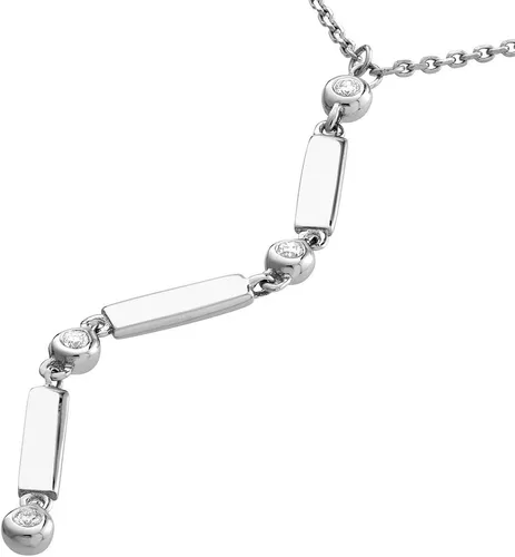 Vista 2 de Collar Lariat de oro blanco de 14 quilates con bisel y barras de diamante Dwt 0.05 Dwt de 18 pulgadas para mujer, Oro Blanco Gema, diamante blanco