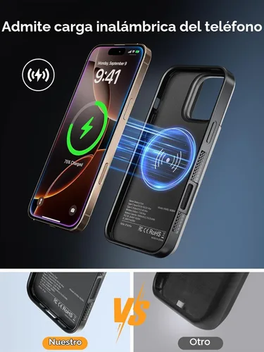 Vista 6 de NEWDERY Funda de batería para iPhone 16 pro USB C portátil Power Bank