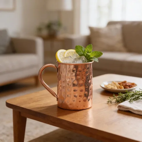 Vista 6 de Craft Trade Moscow Mule - Juego de 4 tazas de cobre puro de 16 onzas para Tazas de cobre de barril