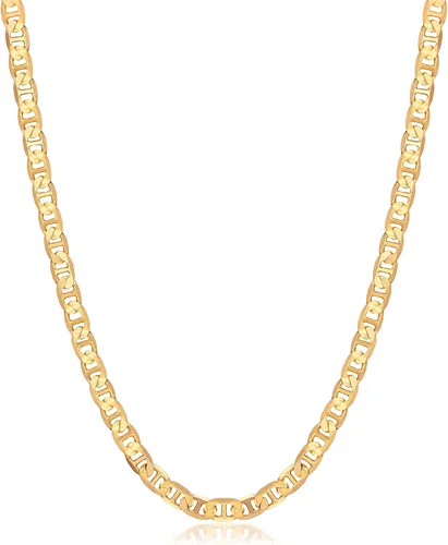 Vista 8 de Barzel - Collar de cadena Mariner chapado en oro de 18 quilates para mujer, plana Marina - Hecho en Brasil Oro de 3 mm.