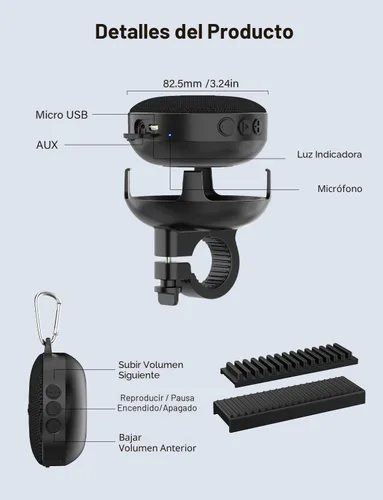 Vista 9 de Altavoz Bluetooth portátil Onforu para bicicleta, impermeable IP65, mini altavoces de ducha al aire libre para viajes, altavoz inalámbrico