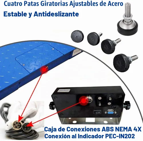 Vista 3 de Báscula de suelo industrial, 1000 LB/0.5LB (24x24) con indicador NETP