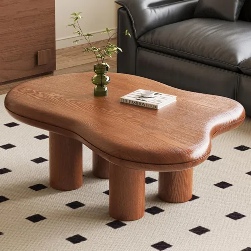 Vista 8 de Mesa de centro Mid-Century Modern Cloud con mesa espaciosa, mesa central irregular de 35.43 pulgadas de ancho con 4 patas sólidas, mesa de té