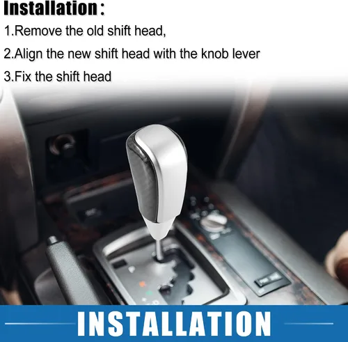 Vista 6 de Pomo de palanca de cambios de automóvil para Toyota Land Cruiser 2016-2021 4Runner 2003-2021 Tundra 2008-2021 con impresión de fibra de carbono