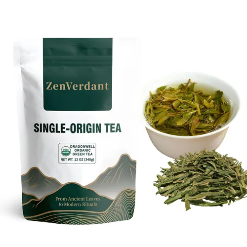 Vista 15 de ZenVerdant Té verde de jazmín de primera calidad, hojas sueltas, baja en cafeína, alto antioxidante, suave, no amargo, listo para preparación