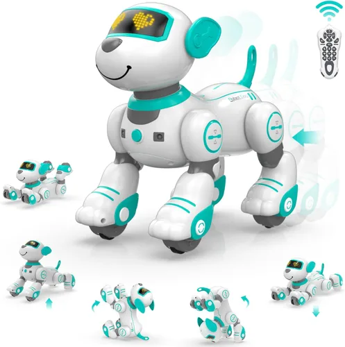 Vista 14 de STEMTRON Gato Robot Control Remoto Programable para Niños, Gato Robot Interactivo, Perro Robot Robo Gato, Robot RC con Sensor de Toque, Ojos LED Azul
