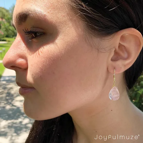 Vista 4 de Pendientes de Gemas Naturales, Joyería Colgante con Gota de Plata de Ley Hipoalergénica 925, Regalo para Mujeres Hecho a Mano en EE. UU
