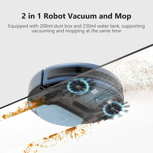 Vista 2 de Robot aspirador, aspiradora robótica inteligente conectada por Wi-Fi, control de aplicación, compatible con Alexa y Google Assistant, robot