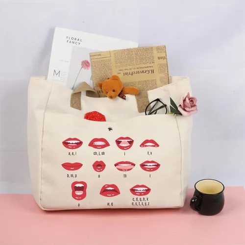 Vista 3 de BLUPARK Bolsa de mano para patólogos del habla y lenguaje, regalo SLP para mujer, bolsa de terapia del habla con diseño de labios rojos