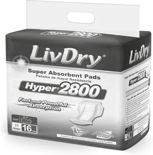 Vista 8 de LivDry Inserto de almohadilla de alta absorción para calzoncillos de incontinencia y pañales para adultos, mujeres y hombres, Hyper 1200